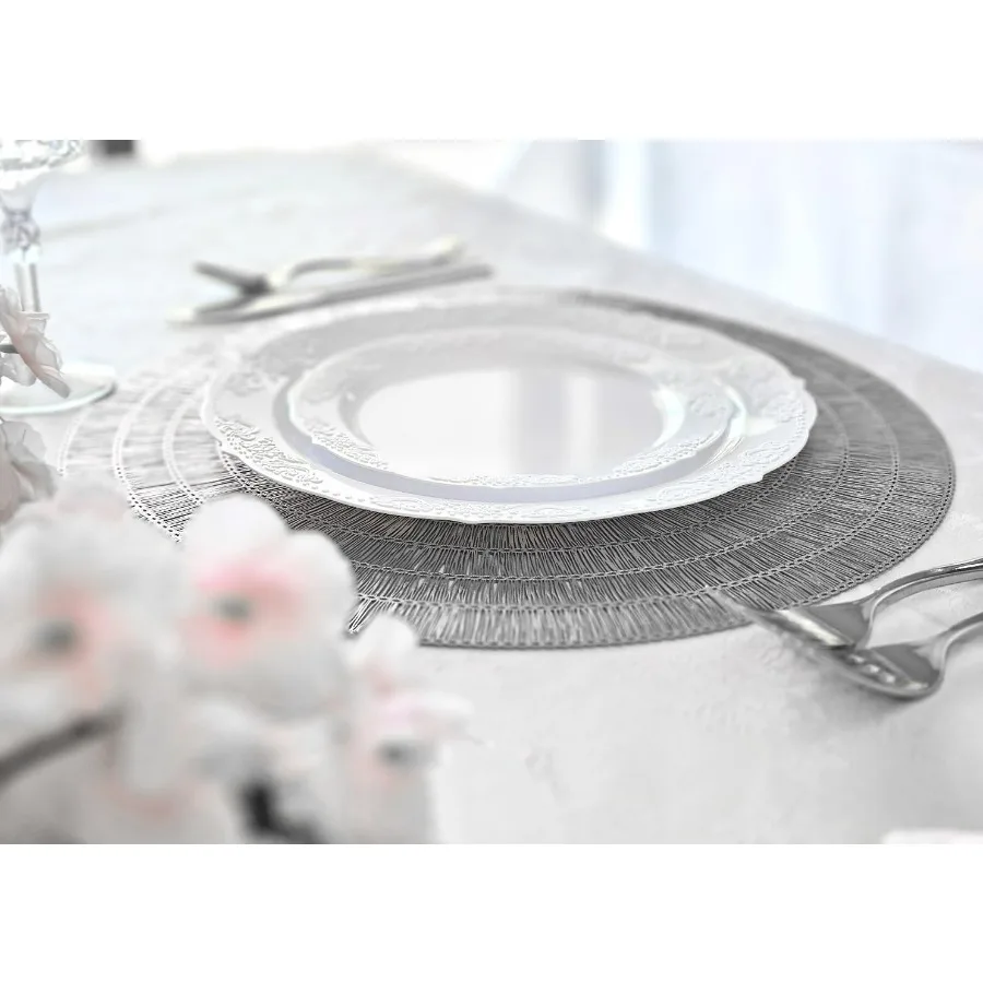 식탁용 센터피스 플레이스매트 40개 팩 세척 가능하고 청소가 쉬운 PVC 내열성 직조 비닐 테이블 매트