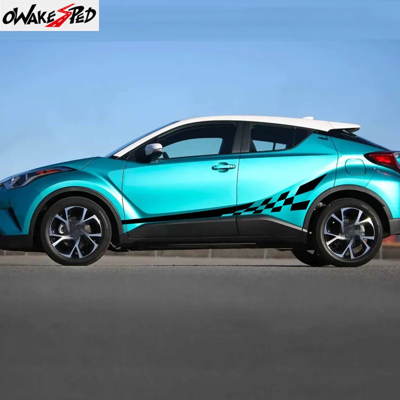 2pcs For Toyota C-HR Racing Flag Sport Stripes Car Sticker Auto
