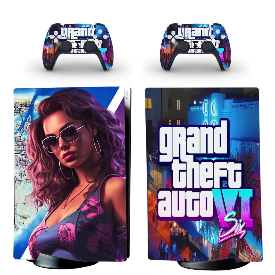 Grand Theft Auto VI GTA 6 GTA6 PS5 Digital Skin Sticker Protector Decal Cover for Console Controller PS5 Digital Sticker Vinyl