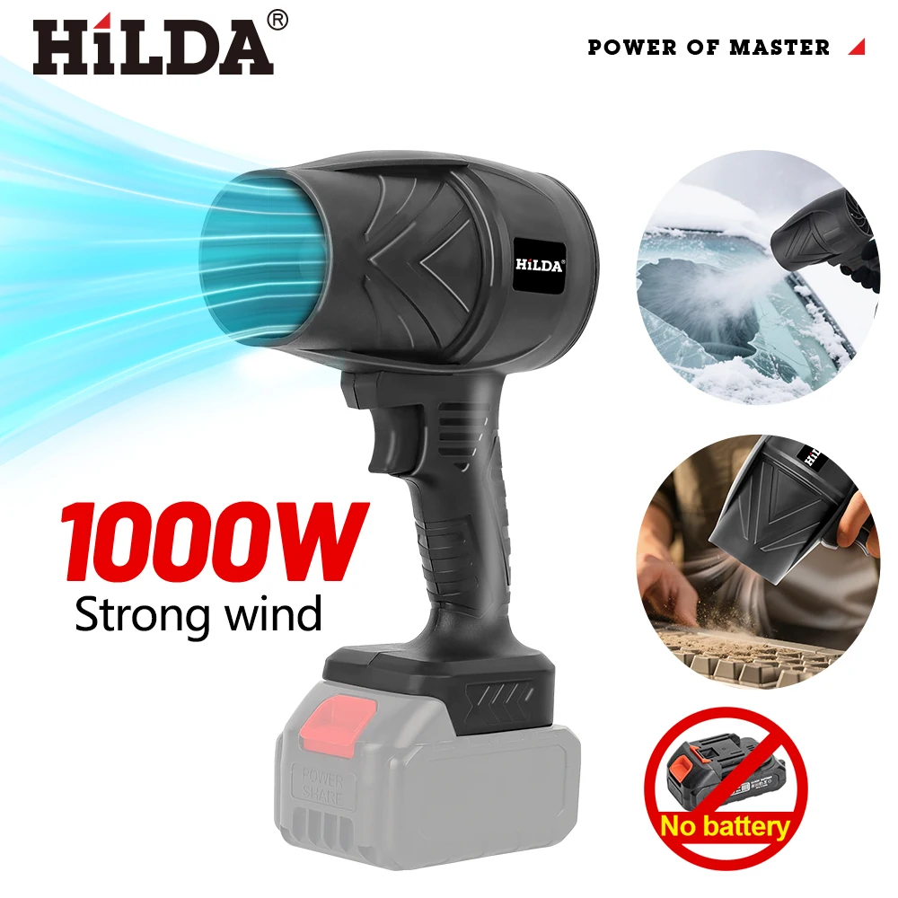 HILDA 1000W Air Blower Handheld Storm Force Cordless Dust Blaster Snow & Leaf Sweeper Turbo Jet Cleaner Pro for Makita Battery