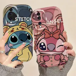 Disney Baby Lion Stitch Angel 3D Wave Phone Case For HUAWEI P30 P40 MATE 30 40 NOVA 5T 7 9 10 11 HONOR 20 50 90 X50I Case Funda