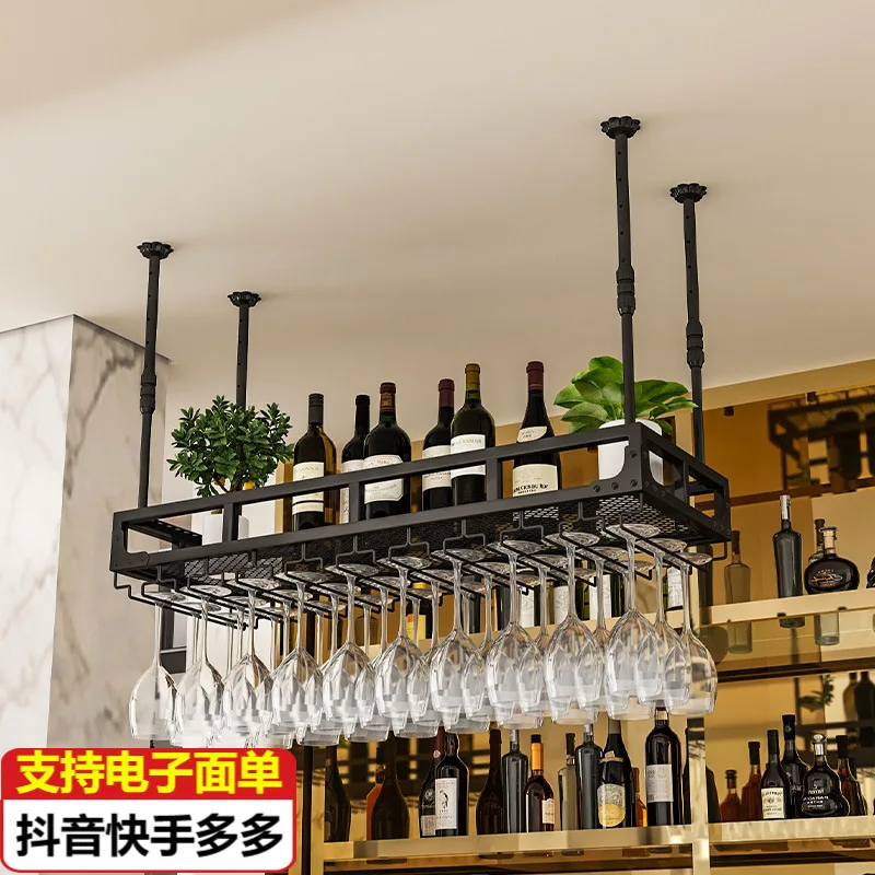 

Bar Hanger Wine Rack Shelf Hanging Bar Hanging Cup Rack Inverted Wine Cabinet Display Cabinet Clear Bar Top Wine Glass