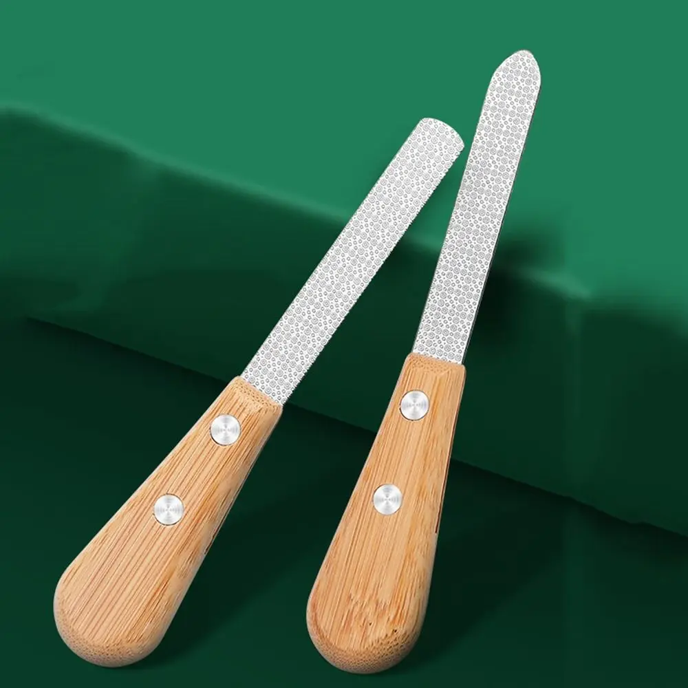 Cusp Head Nail File with Case Wood Handle Durable Nail Polishing Strip Smoothing Double Sided Polishing Stick Nail Salon