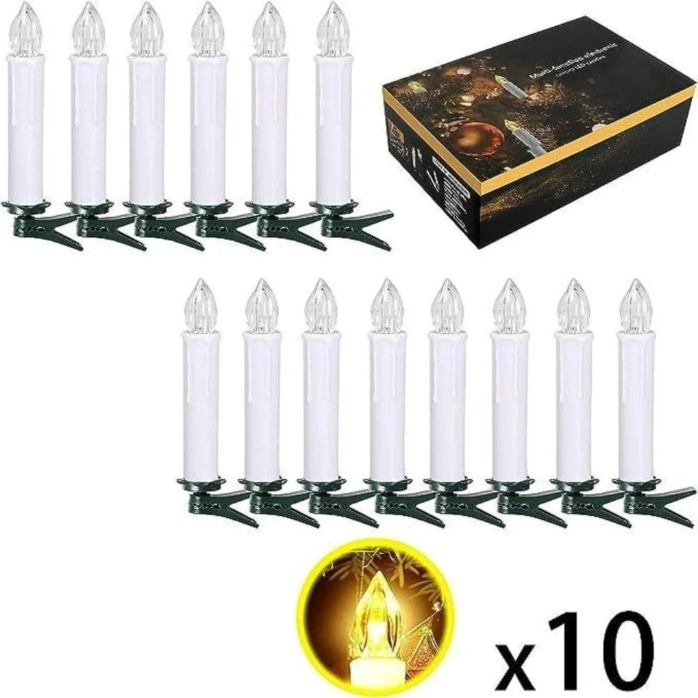 Flameless LED Candlestick Light Clip-on Warm Light Color Christmas Candle Light Decoration String Light