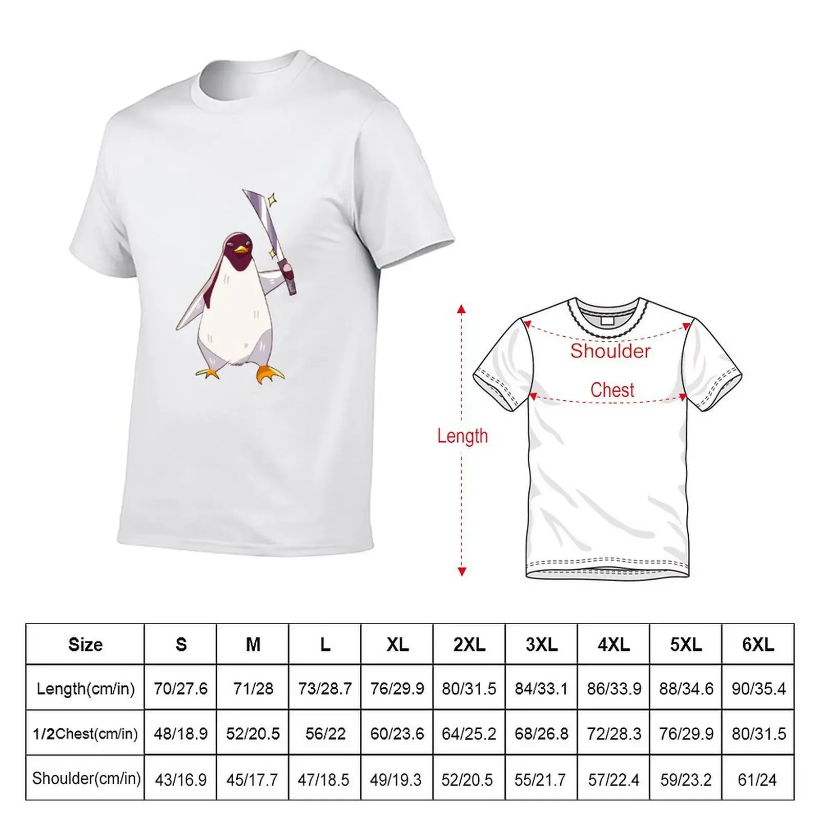 Penguin with machete T-shirt oversized quick-drying Men's t shirts