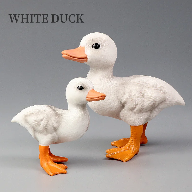 مجموعة حيوانات مزرعة البطة الصفراء اللطيفة - لعبة شخصيات الحركة المصغرة لمحاكاة البلاستيكية الصلبة هدية عيد الميلاد للأطفال