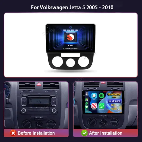 Imagen 2 del producto Android 15 Carplay Auto para Volkswagen Jetta 5 2005 2006 - 2010 Radio de coche navegación 2Din DSP reproductor de vídeo estéreo GPS unidad principal