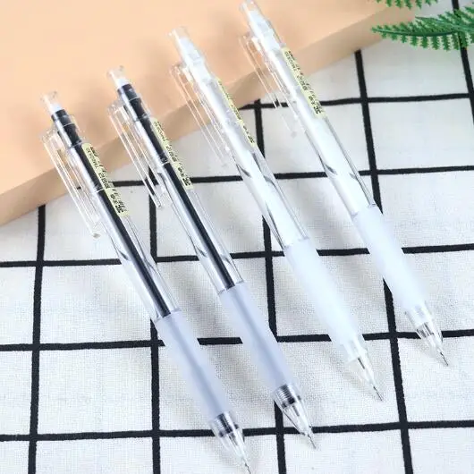 

1PC 0.5mm/0.7mm Student Black and white pole Mechanical Pencil with Eraser continuous writing pencils Learning Supplies(SS-6194)