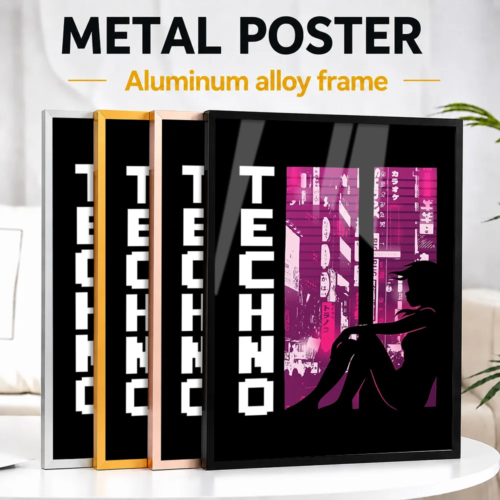 Techno Music Raver Framed Metal Print Customized Photo High Contrast Stage Style Wall Art For Bedroom Thoughtful Musician Gift