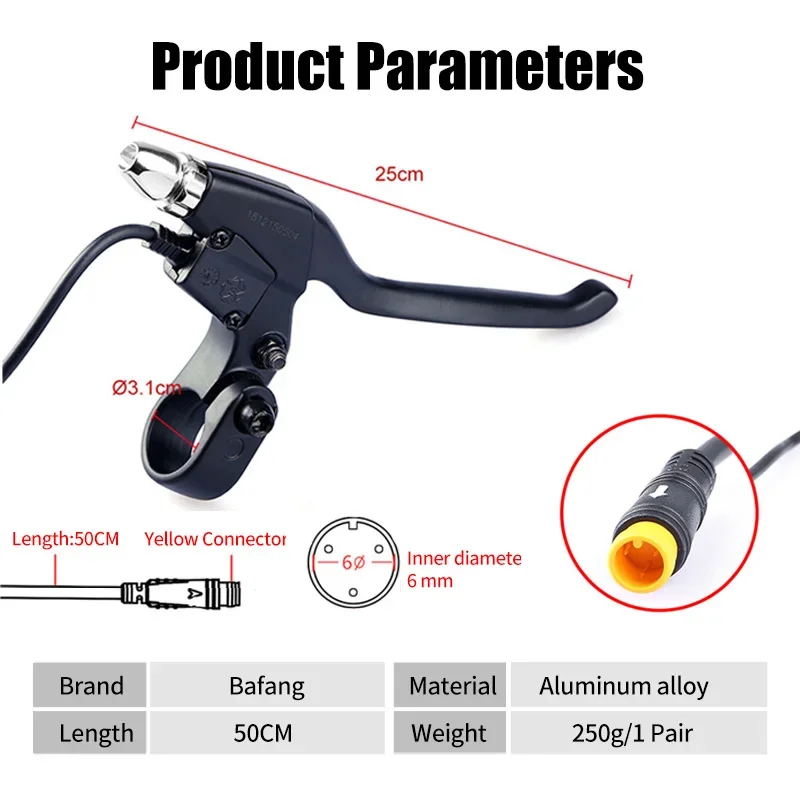 Waterproof Brake Lever for Bafang BBS01B BBS02B BBSHD Mid Drive Motor Replacement Ebike Cut Off Power Brake Levers Protect Motor