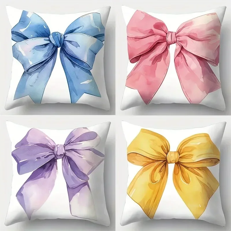 Home Decor Colorful Bowknot Pattern Digital Print Pillowcases Pattern Cushion Cover Suitable For Sofa Bedroom Car Pillow Cover
