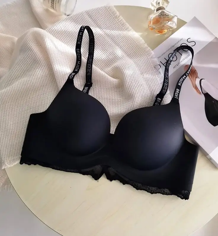 Smooth gathered large bra simple solid color comfortable lingerie non-steel ring underwear female three rows of buttons in thick