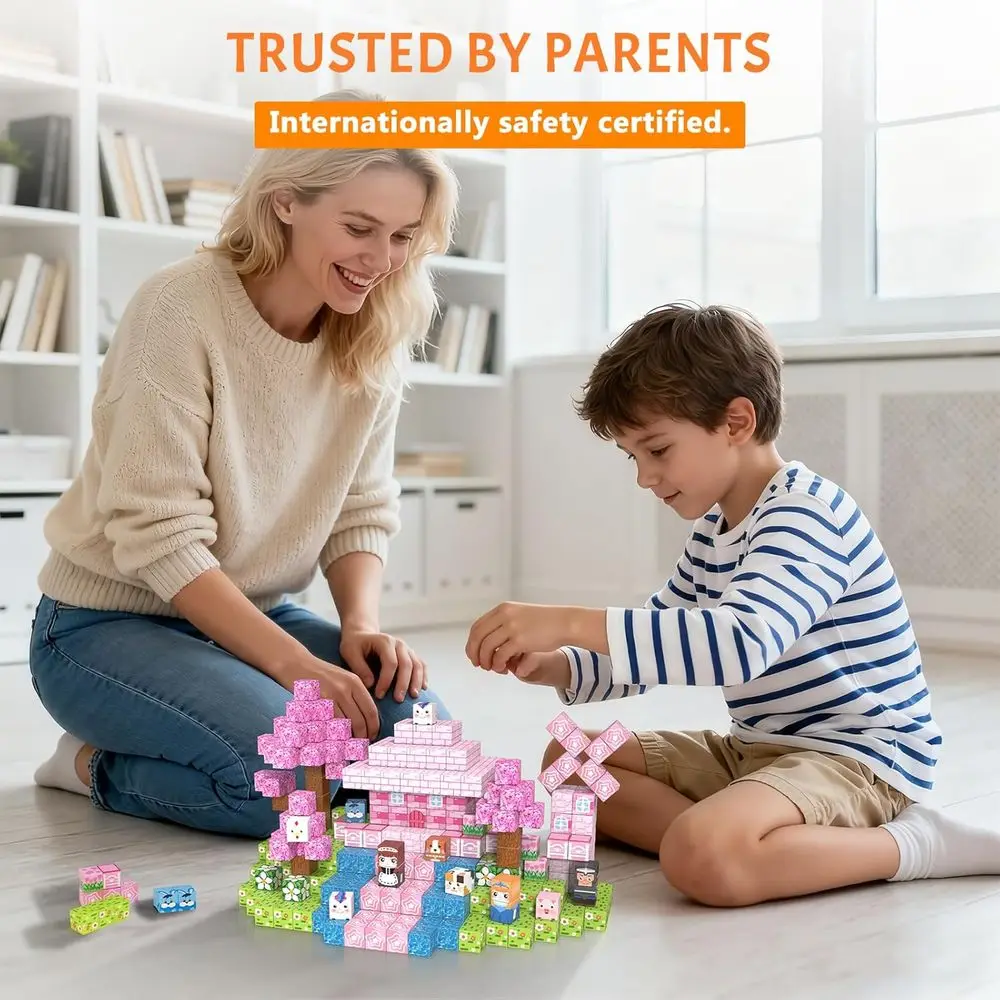 Ensemble de 300 cubes de construction magnétiques, jouets éducatifs STEM pour enfants, jeu sensoriel d'inspiration Montessori pour les 3 à 12 ans