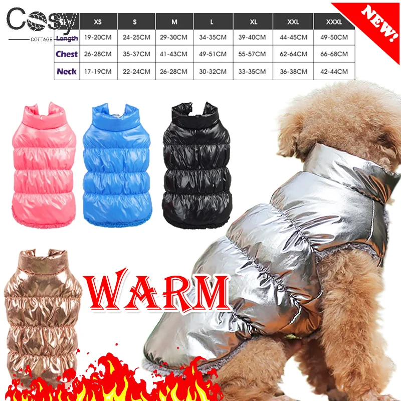 XS-3XL Pet Dog Down Jacket, Winter Down Coat for Puppy, Fleece Warm Inside Candy Color Pet Down Warm Coat Small Dog Down Clothes