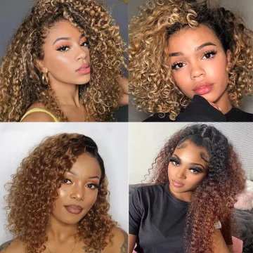 Кудрявые вьющиеся пучки человеческих волос 1/3/4 шт. Ombre Медовый блондин Бразильские пучки человеческих волос Remy Наращивание волос IJOY