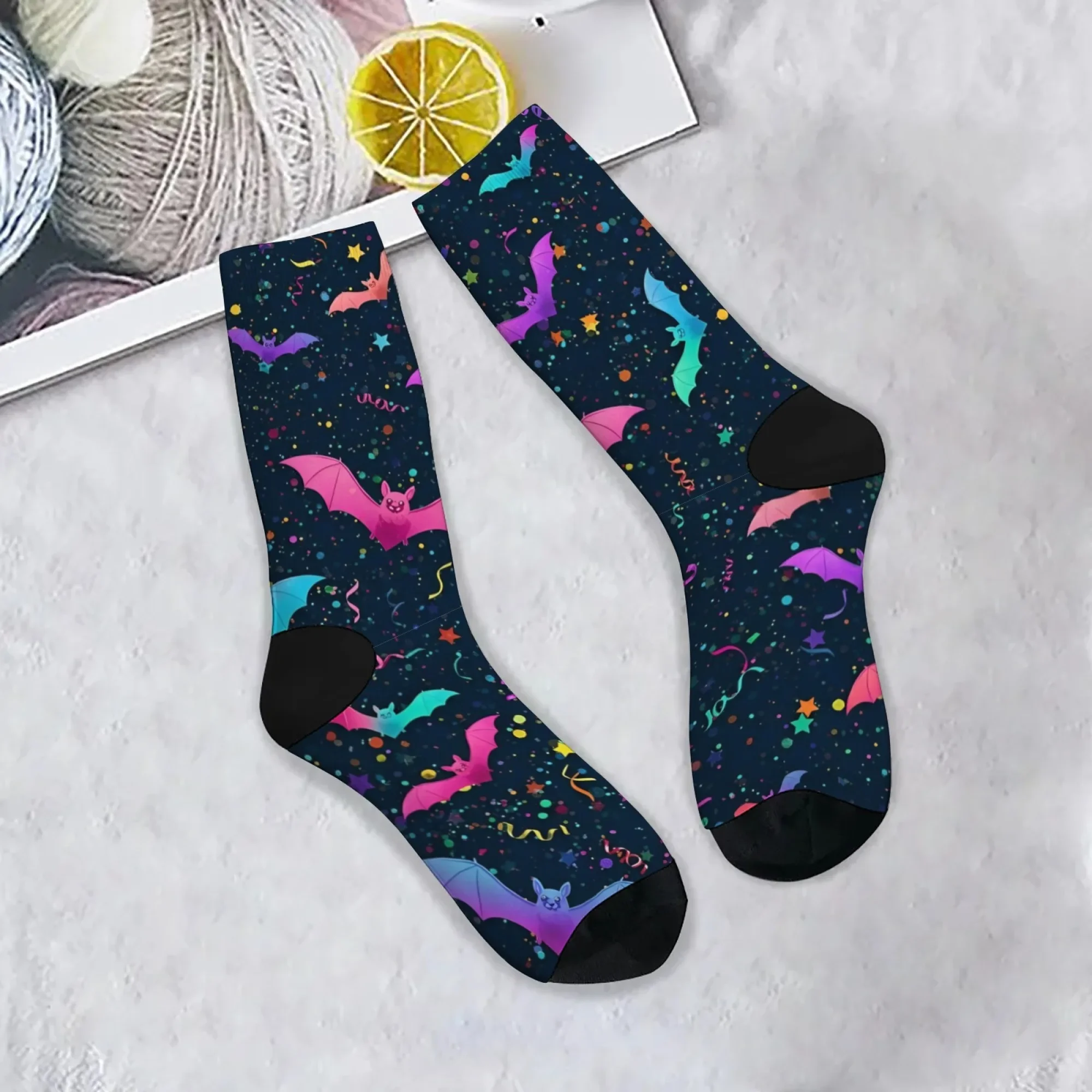 Cartoon Bat Socks Soft Comfortable Skin-friendly Men's Socks Outdoor Sports Fitness Retro Fashion Edgy Low Cortisol Holiday Gift