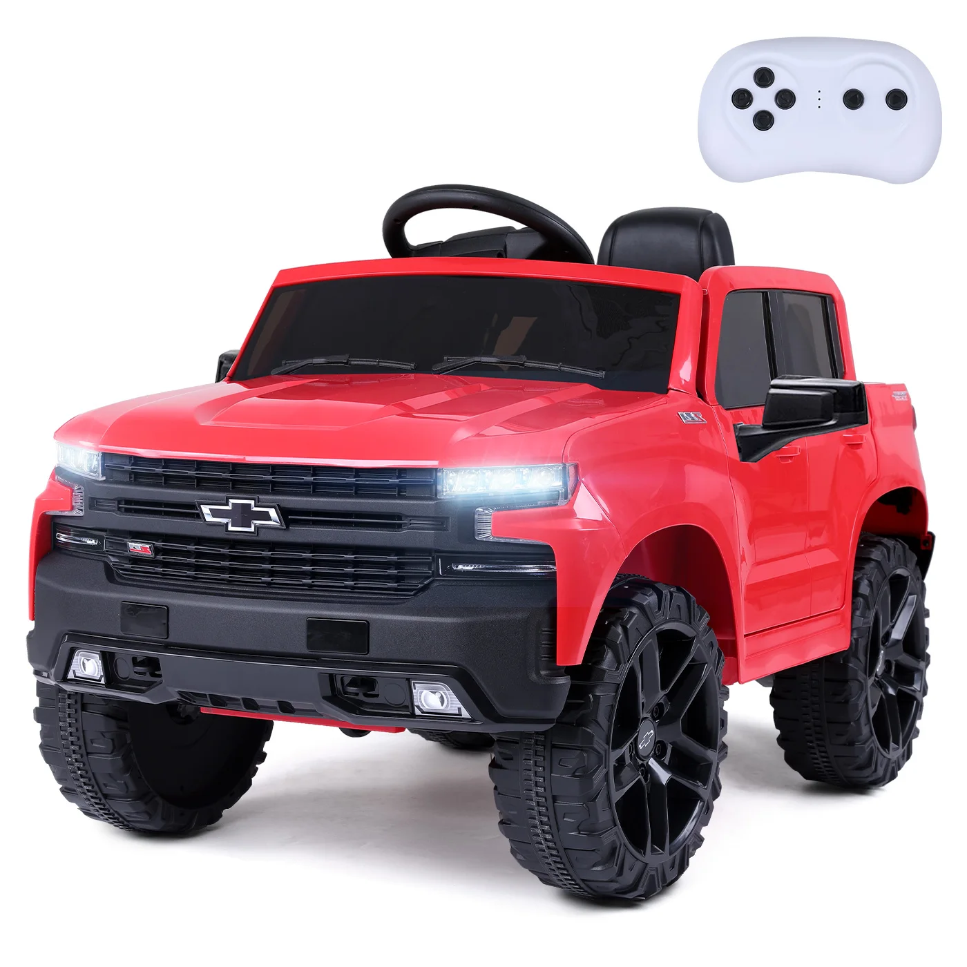 

12V Electric Ride On Car White Black 4 Wheeler Truck Car Safety Toy with Music Radio LED Lights Remote Control Kids Vehicles