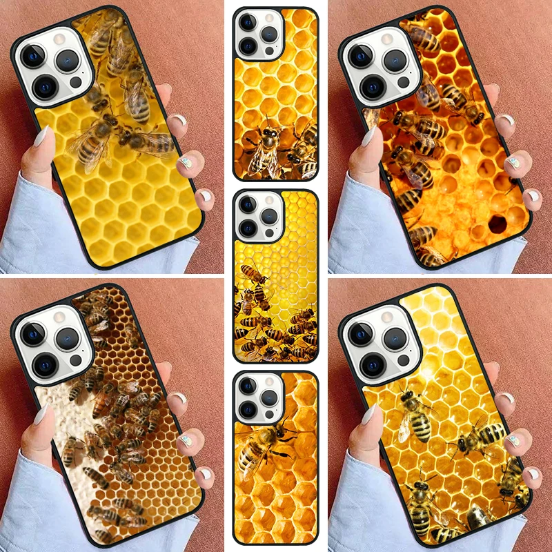 Bumble Bee Honeycomb Honey Phone Case For iPhone 11 12 13 14 15 16 Pro Max Mini Cover For iPhone Max 5 6 7 8 Plus