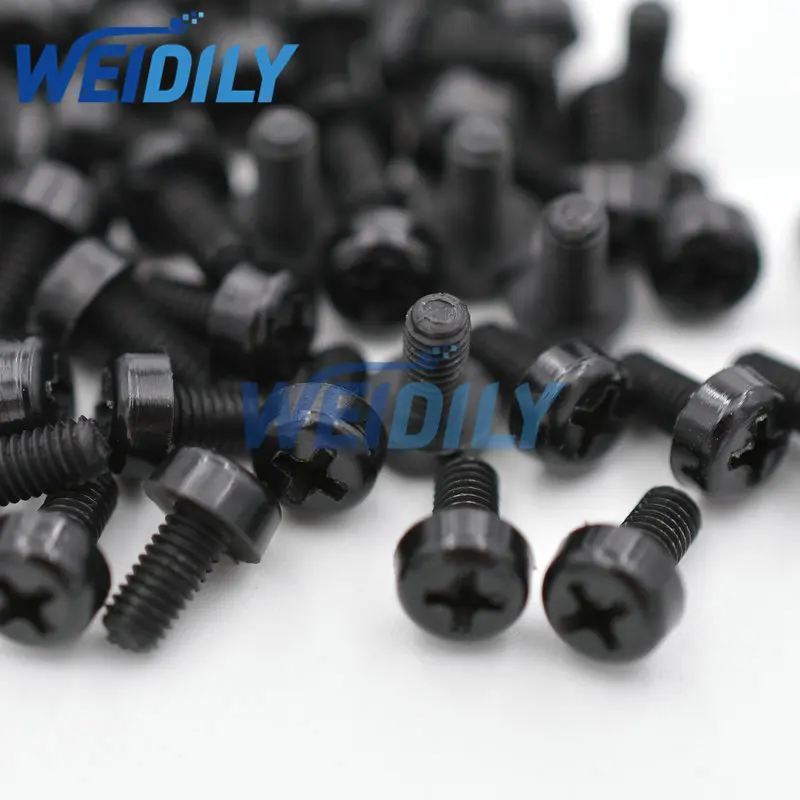 50PCS M3 Nylon Black Screw Diameter 3mm Length 6mm M3x6 DIY M3*6mm phillips Round Head Screws nylon