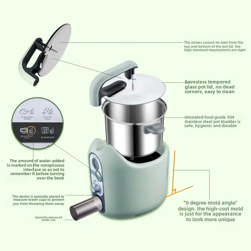 2.5L Automatic Stir Fry Machine, Intelligent Cooking Pots, Household Multifunctional Cooking Machine Robot, Lazy Automatic Woks