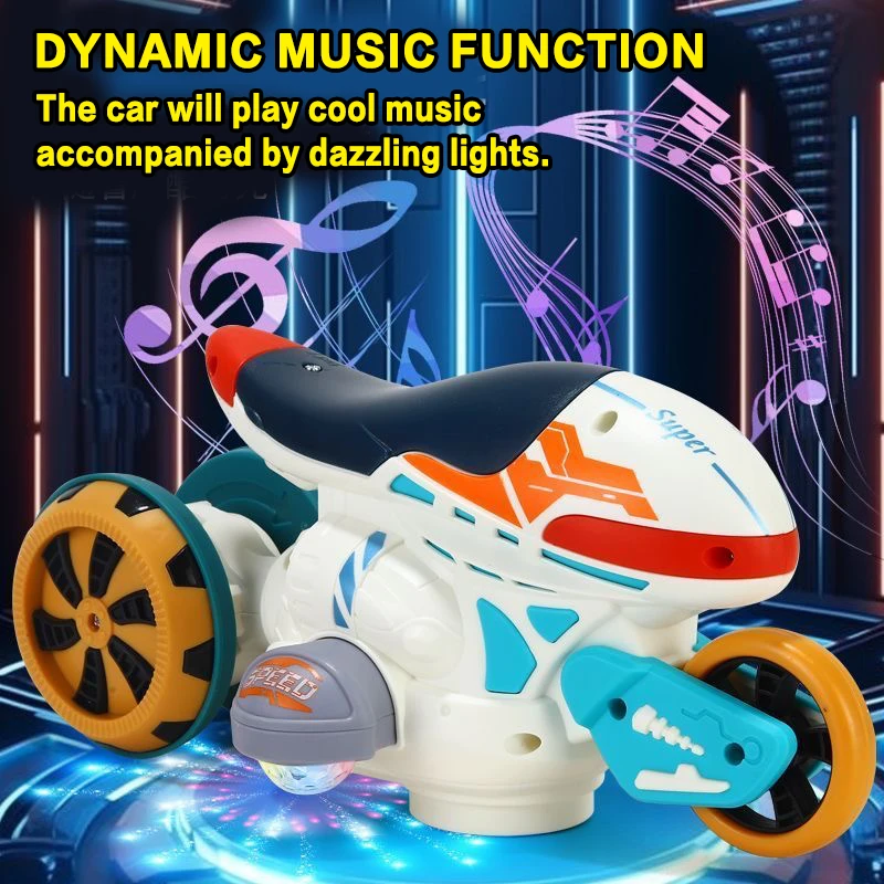 Transformable Motorcycle Electric Toy Stunt Spinning Car with Colorful Sound And Light - Fun Baby Holiday Gift