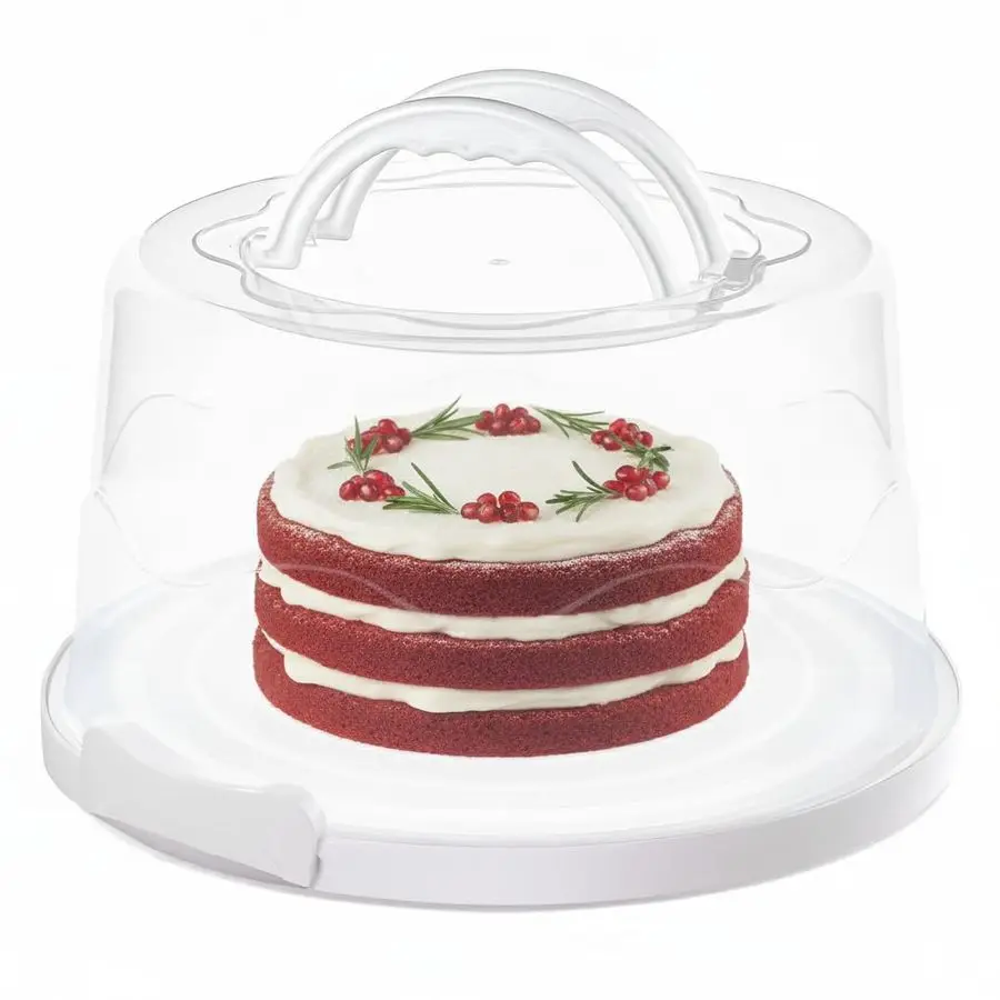 

Большая и особо прочная подставка для торта с крышкой и складными ручками, многофункциональное сервировочное блюдо и тарелка для торта.