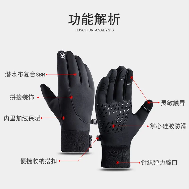Cycling Gloves For Unisex 2024 New Autumn Winter Outdoor Sports Waterproof Touchscreen Thermal Fleece Lined Fishing Riding High image 4