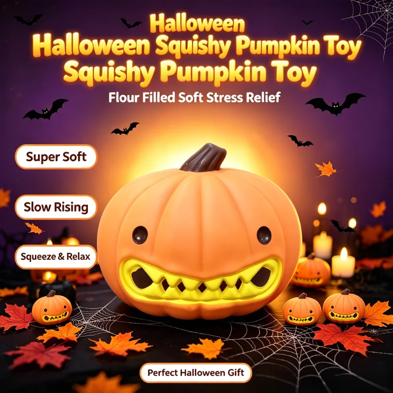 ハロウィン-スクイーズ-パンプキン-おもちゃ-小麦粉入り-スローライジング-ソフト-ストレス解消-握りおもちゃ-ハロウィンパーティーギフト-デコレーション