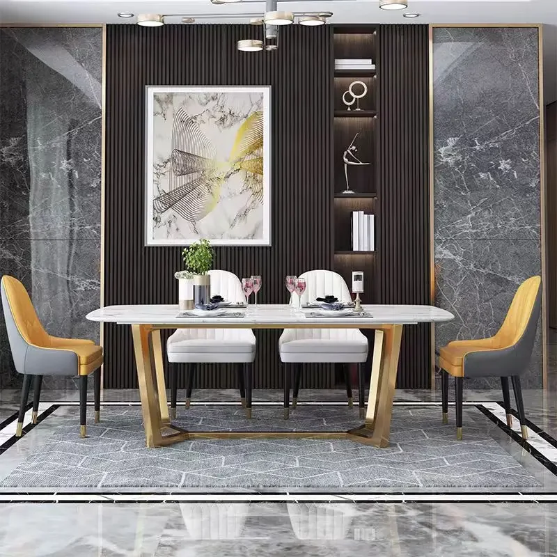 

A Moderner luxuriöser rechteckiger Esstisch aus italienischem Marmor mit Beinen aus Kohlenstoffs tahl Einrichtungs gegenstände