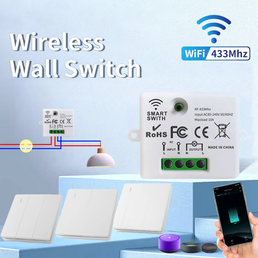 

1 2 3-канальная кнопка 86 Тип настенной панели RF 433 МГц Пульт дистанционного управления для RF433 Smart Switch RF433 для домашней светодиодной лампы Вентилятор