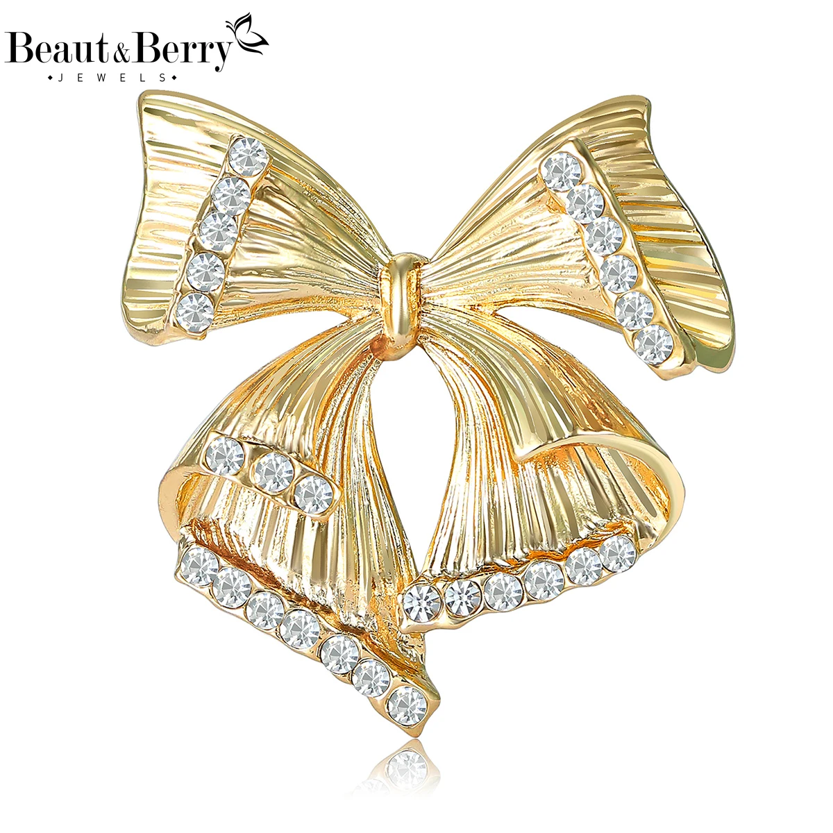 

Beaut&Berry Luxury Rhinestone Glossy Bow Brooches for Women Unisex Novelty Pins Casual Party Jewelry Accessories Gift Decoration