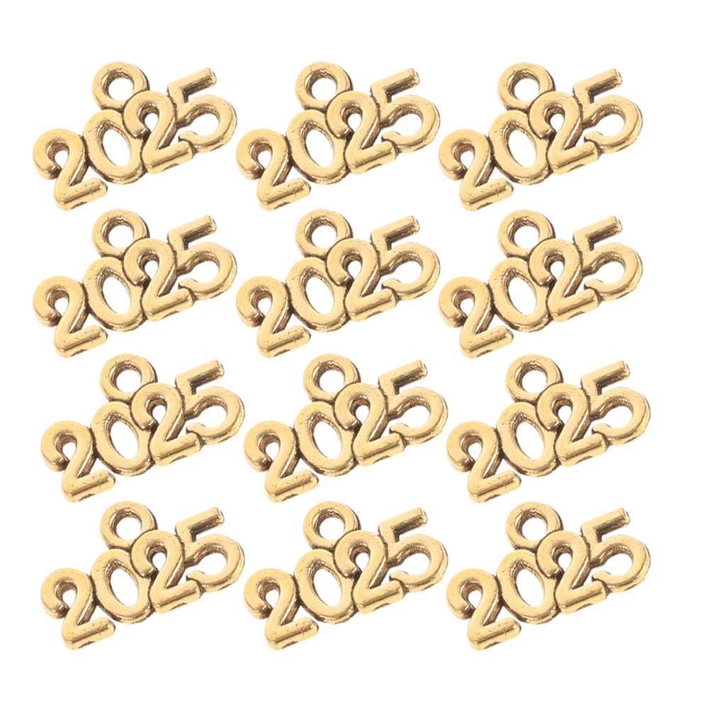 

50 Pcs Women Alloy Jewelry Accessories Bracelet Charms 2025 New Year Pendants Shape