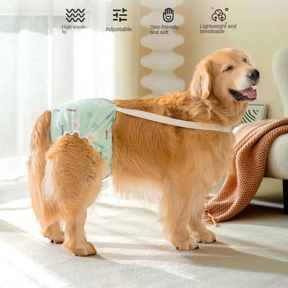 Reusable Female Pet Sanitary Panties with Straps Breathable Large Dogs Safety Diapers Non-slip Adjustable