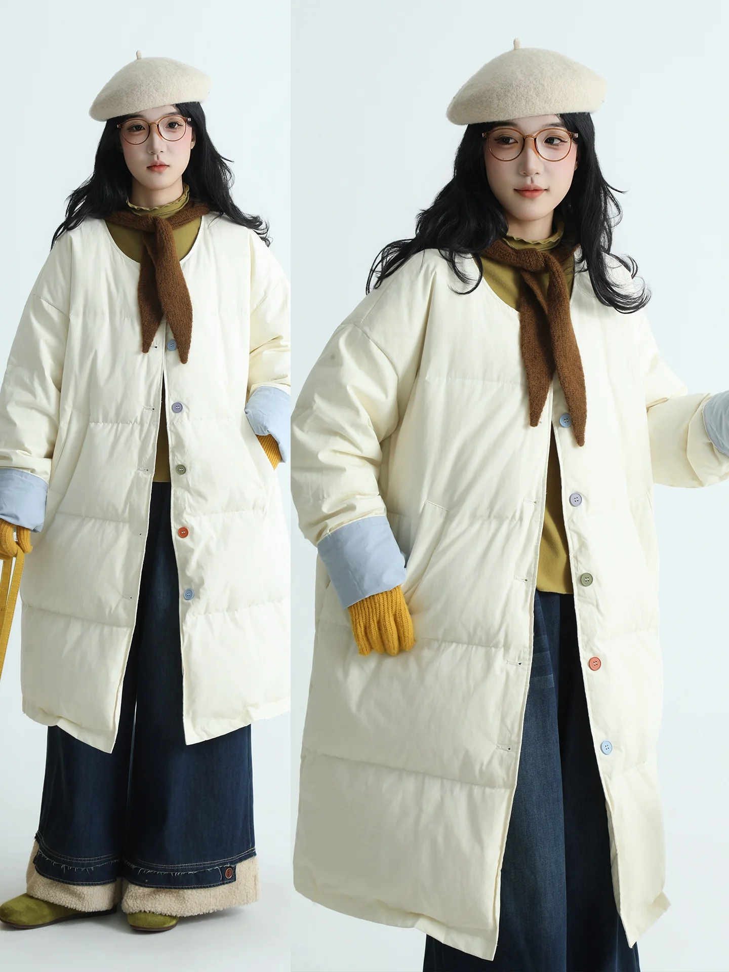 

Женская зимняя куртка Boeren Long Round Ne Down Jaet: Новая коллекция, художественный дизайн, стройнящий силуэт, на пуговицах, однотонная, для повседневной носки