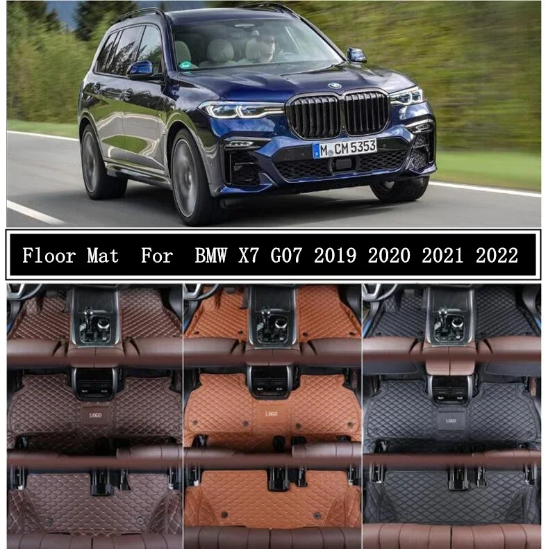 High Quality Leather Floor Mat For BMW X7 G07 2019 2020 2021 2022 Foot Carpets Step Mats 6 / 7 Seat