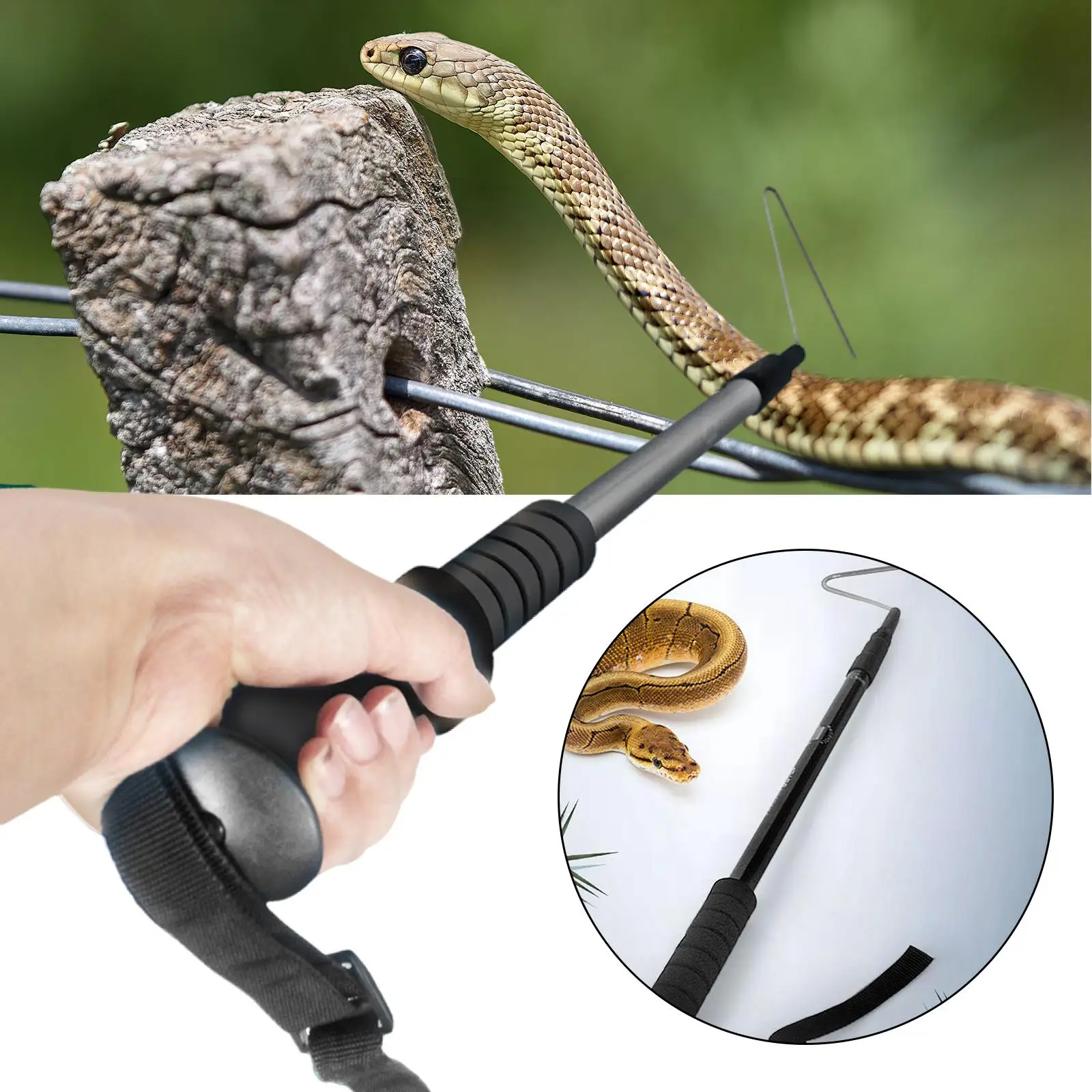 Stainless Steel Snake Hook and Grabber Stick for Pet Snake Catching Handling