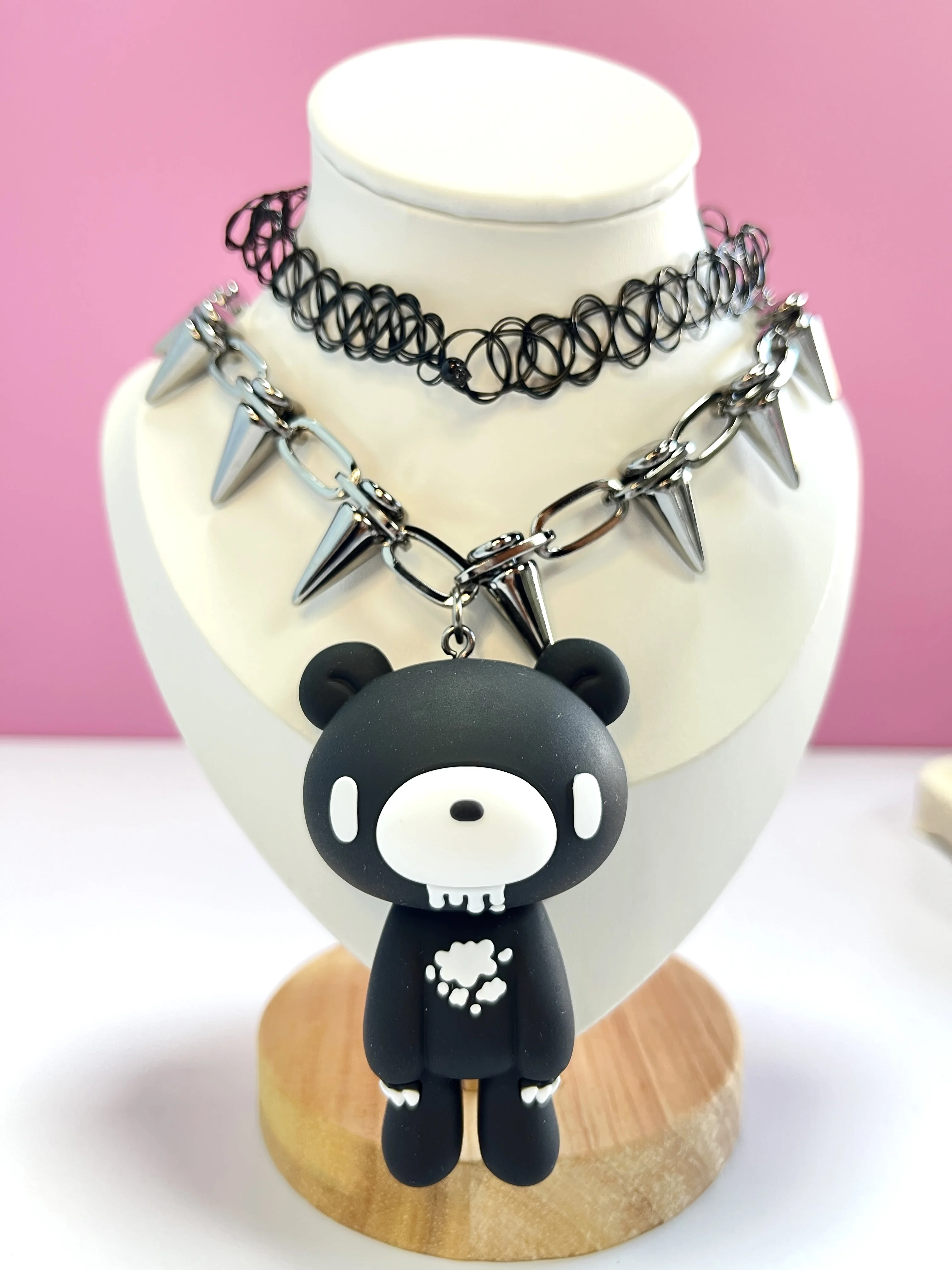 Goth Spiked Choker Necklace for Women E-Girl Y2K Jewelry Pink Black White Gloomy Bear Pendant Grunge Aesthetic Emo Drop Shipping #5