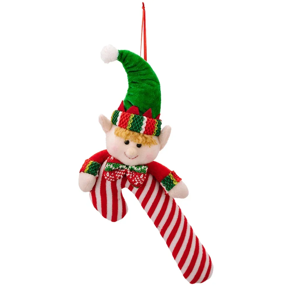 Cartoon Elf Candy Christmas Cane Pendant Red Funny Hanging Candy Cane Ornaments Handmade Christmas Tree Lollipop Decoration