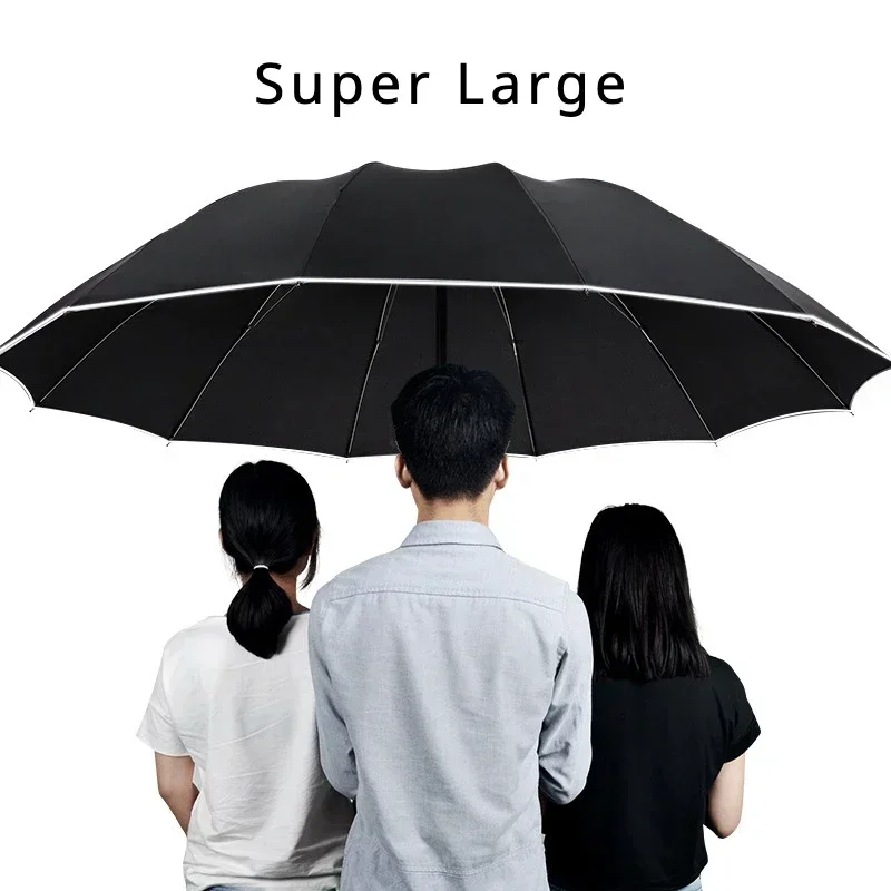 135CM Super Large Windproof Strong Automatic Folding Men Umbrella, Reinforced, Wind Resistant Sun and Rain Umbrellas Big Parasol