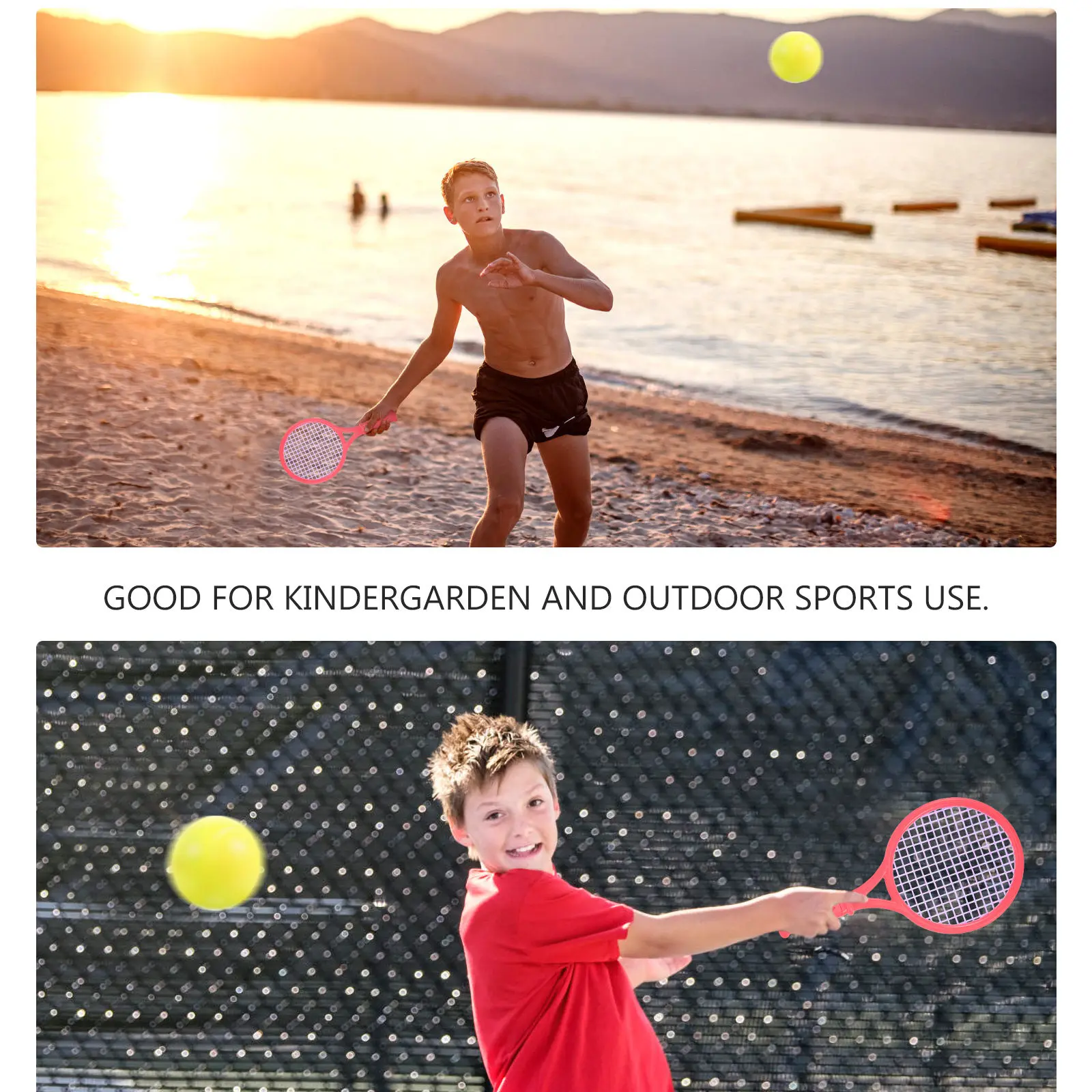 1Pair Multifunctional Plastic Racket Set for Tennis Badminton Baseball Practice Lightweight Easy Carry Outdoor