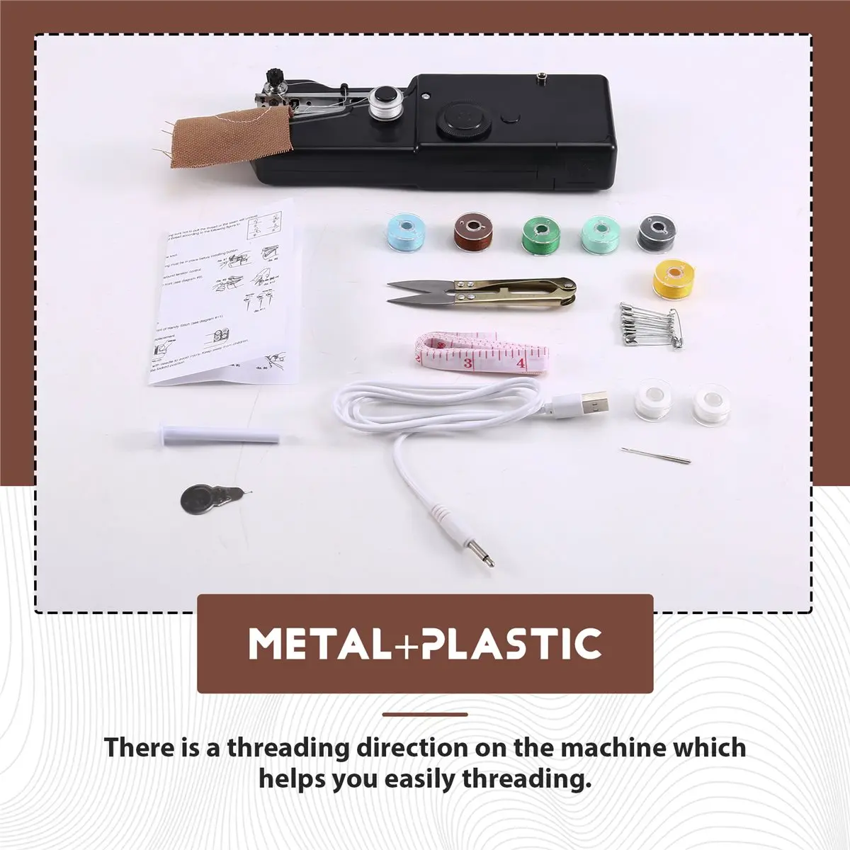 Budget-Friendly-Portable Manual Mini Micro-Home USB Electric Sewing Machine Easy-to-Sew Shirt Pocket Handheld Sewing Machine Bla