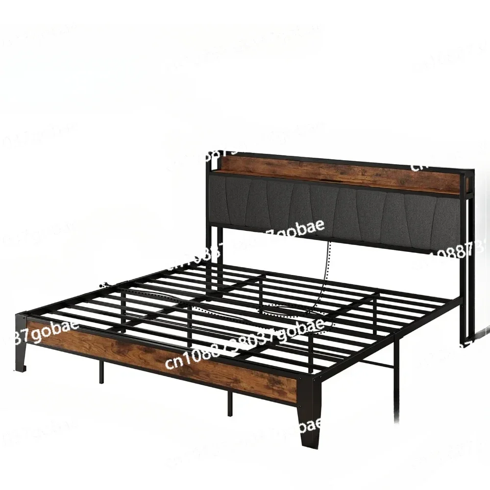 Bed Frames with Storage and Charging Station, Solid and Stable, Noise Free King Size Bed Frames