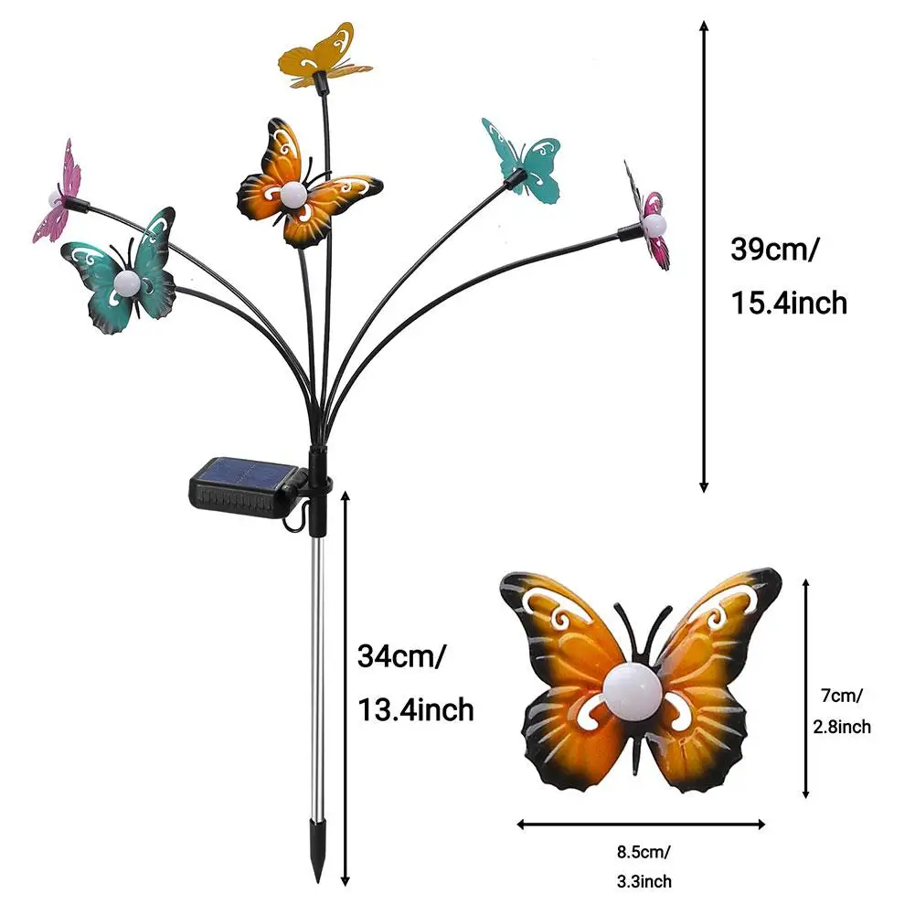 Новинка 2023, светодиодная лампа на солнечной батарее, фонарик в виде бабочки для украшения сада, водонепроницаемый садовый домашний газон, фейерверк, фонарь для пола