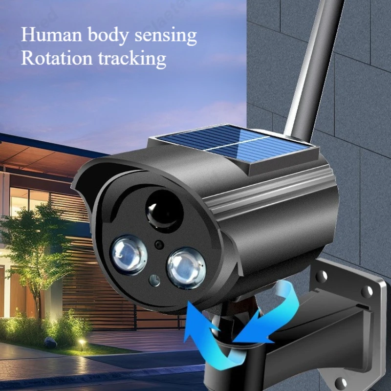 New LED Solar Light Simulation Camera with Human Body Sensing Automatic Rotation for Outdoor Courtyard Lighting Wall Lamp