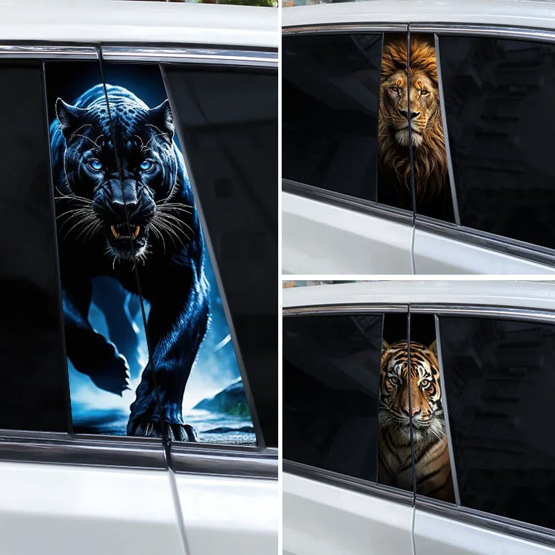 

2pcs Animal Lion Car B-Pillar Decals Diy Waterproof Car Door Pillar Decorative Decals Modified Car Styling Custom Decals