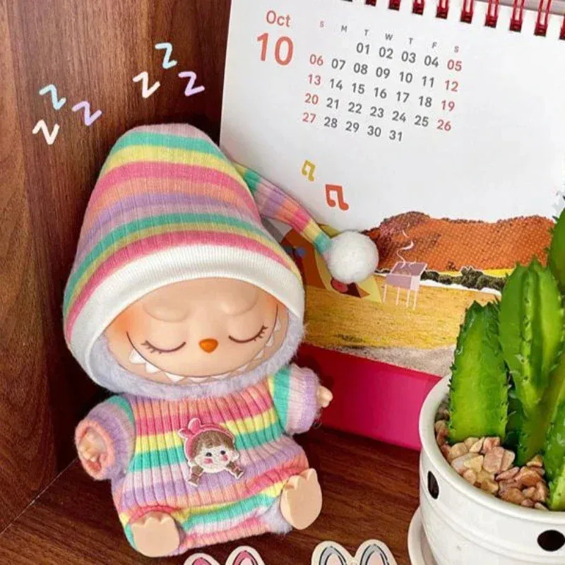 17 سنتيمتر دمية قطيفة صغيرة الملابس الزي اكسسوارات لكوريا Kpop Labubu المعبود يجلس حفلة V1 V2 الخريف نيسيي طقم قبعات الملابس