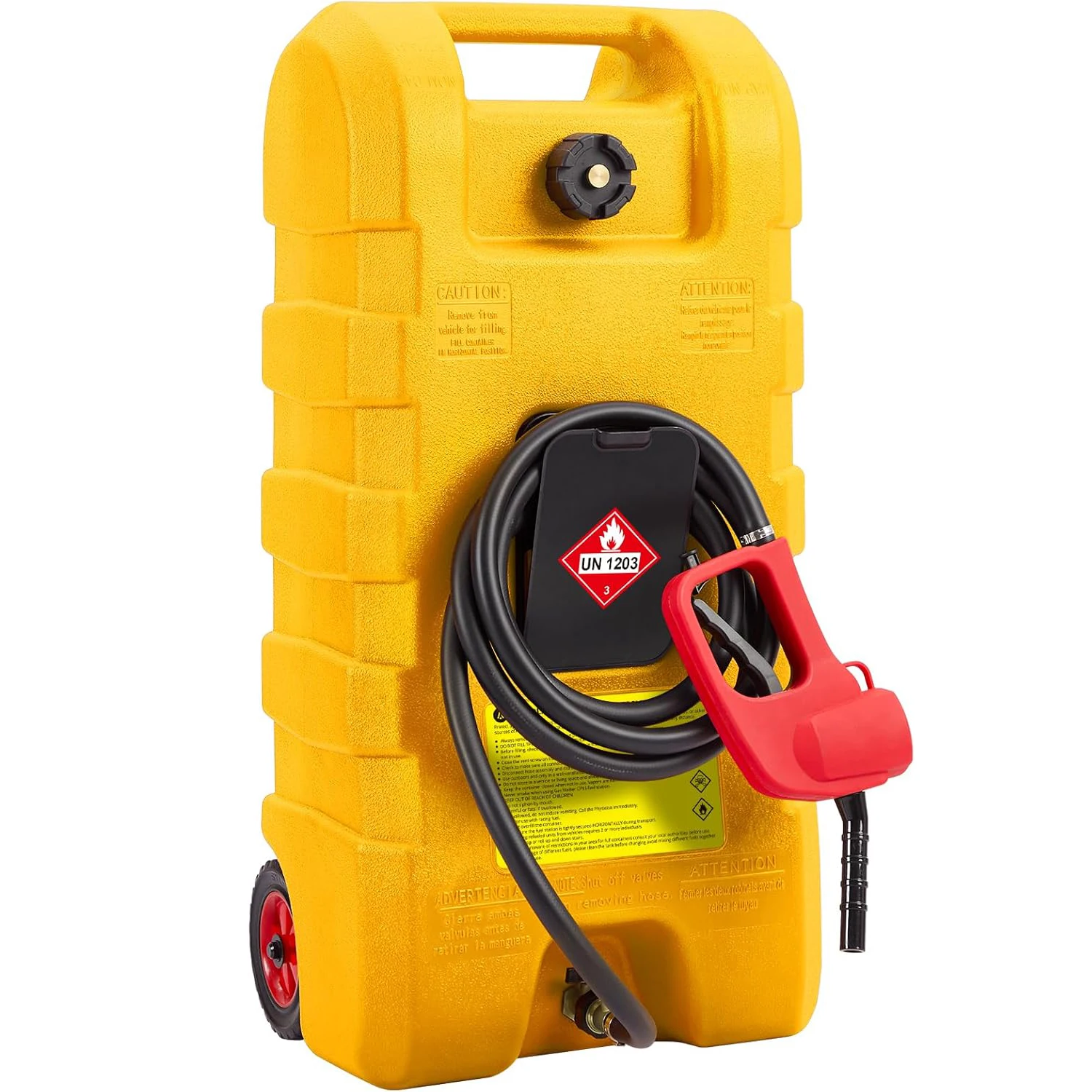 

15 Gallon Mobile Fuel Caddy with Rolling Wheels Portable Fuel Storage Tank, Leak-Proof Gas Container for ATVs, Generators, Boats