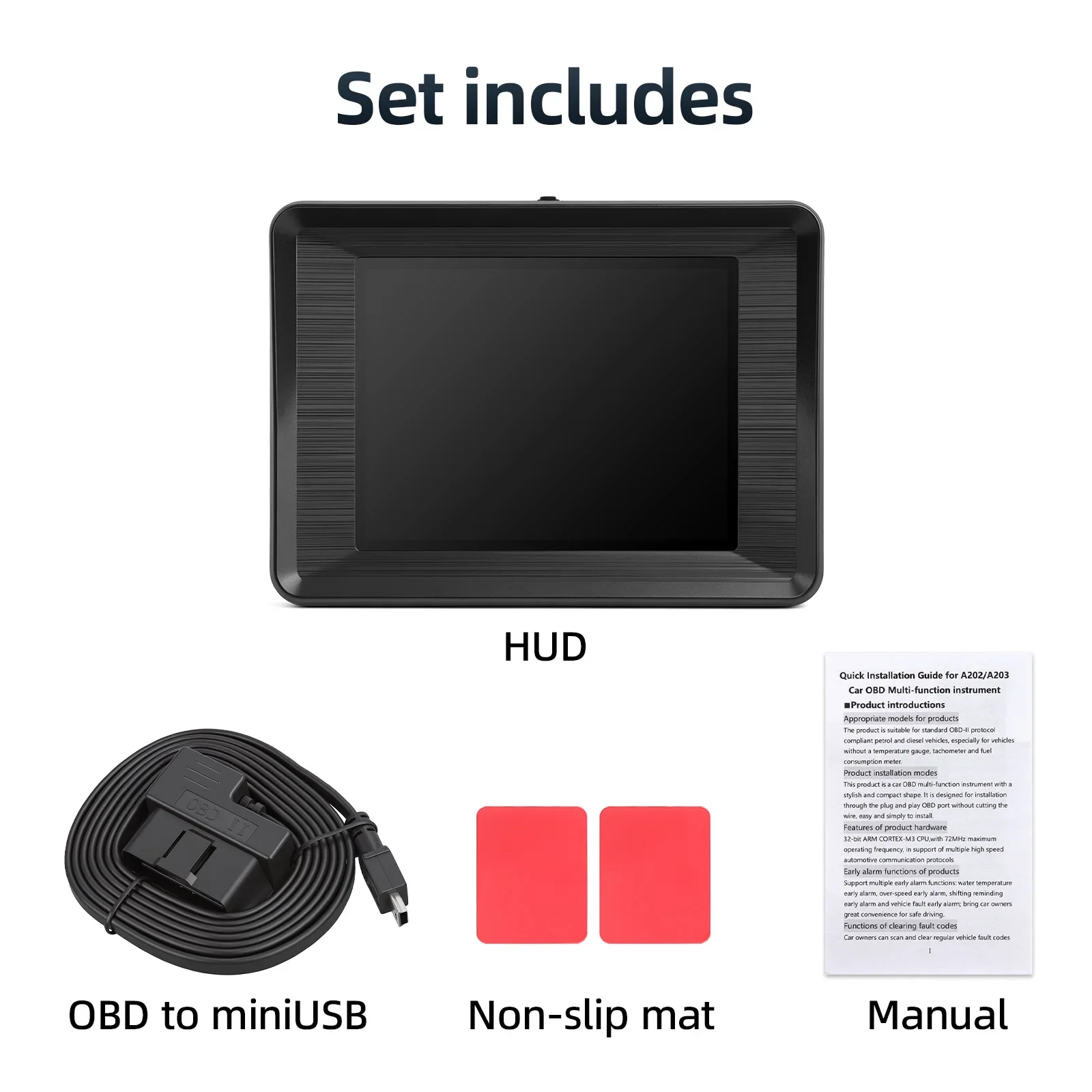 A203 OBD2 On-board Computer Car Head Up Display HUD Digital Speedometer Trip Display Speed Fuel Consumption Temp Gauge Alarm