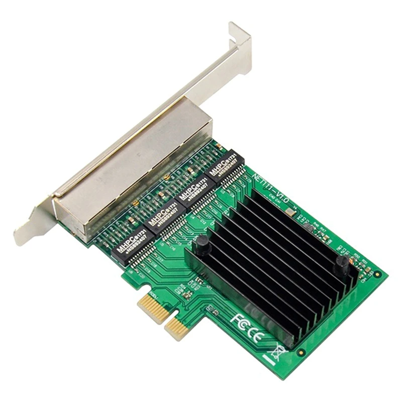 RJ-45 4-Port Ethernet Server Adapter Gigabit Network Card PCI-E X1 Interface