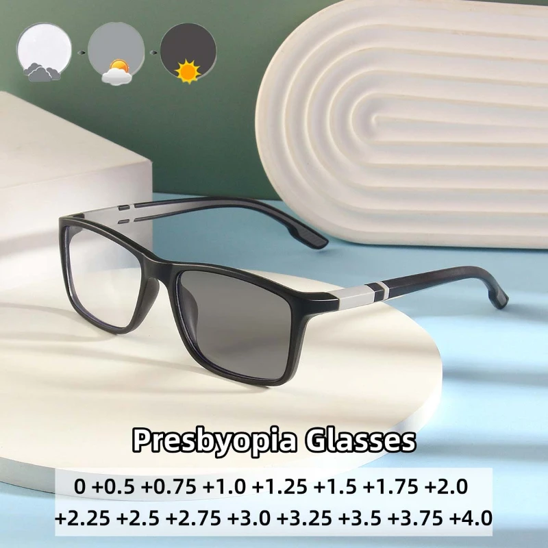 

Ultra Light and Fashion Photochromic Presbyopia Glasses Box Riding High-end Sensory Glasses Blue Light Blocking Eye Protection